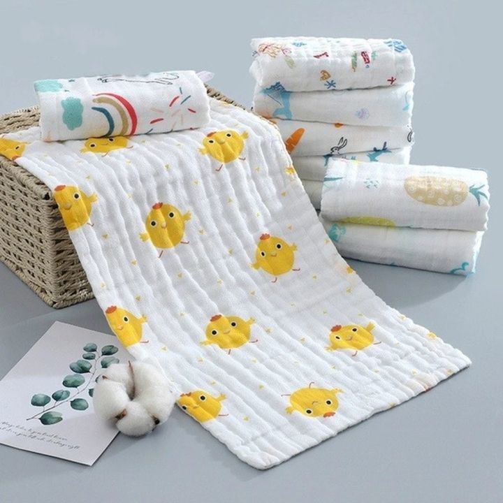 25*25cm/25*50cm soft baby cotton towel 6 layers cartoon square towel ...