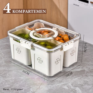 NEW - Kotak Penyimpanan Makanan Kulkas Wadah Bumbu Dapur Tertutup / Tempat Saringan Sayuran Buah dan Daging Food Container Sekat / Rak Food Storage Besar Kontainer Makan Beku Segar Dengan Tutup Transparan Berkualitas (B02/B03/B04)