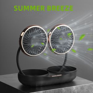 Strong Portable Cool Summer Universal Car 14 Fan Blades Double-headed Hose Small Fan Mini USB Car Car with Car Interior Creative Air Conditioner Fan Cooling Fan