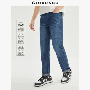Quần jean Nam dài GIORDANO 100% Cotton Mỏng nhẹ công nghệMoustache Wash tinh tế. 13111011