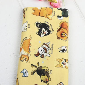 Half Yard Plain 100% Cotton Fabric Hand Drawing Cartoon Dog Cat Print Handmade DIY Bag Garment Sewing as CR-1706