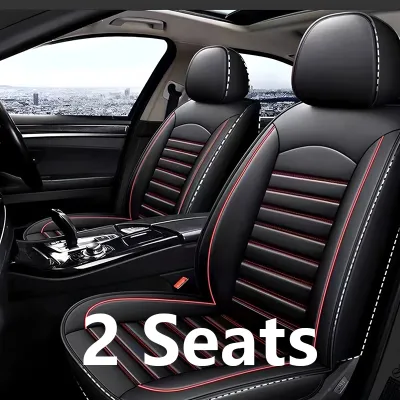 Universal Car Seat Cover Full Set PU Leather Seat Protector Cushion 5-Seater Front & Rear Cover Car Accessories Automotive Black Seat Protector Covers Interior