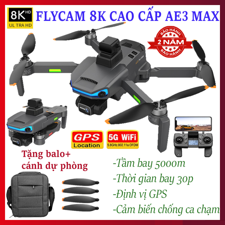 Flycam mini drone phiên bản nâng cấp AE3 Pro Max, Máy bay Flycam 8K cao ...