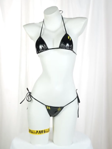 Two Piece Leather Swimwears Set For Women Quick Dry Strappy Swimsuits Halterneck Swimsuit Adjustable Neck and Back Ties