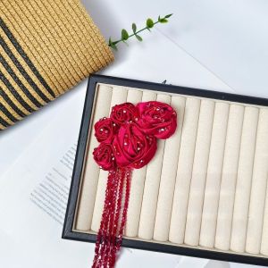 YESMILE Hạt pha lê Hoa vải trang trí Chất liệu satin Chi tiết tua rua Đồ trang trí khâu tay Đa năng Thiết kế hoa hồng Phụ Kiện Trang Trí Tự Làm Dành cho kẹp tóc