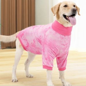 YITAQI Elastic Dog Recovery Suit Comfortable Tie Dye Dog Anxiety Vest Dog Pajamas Warm Pet Spay Suit Post-Operation Care