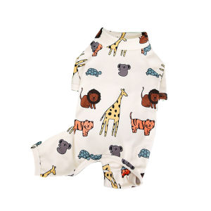 Dog Romper Cartoon Animal Pattern Short Sleeve Fashion Spring Summer Pet Dog Jumpsuit for Indoor Stylish Dog Pajamas