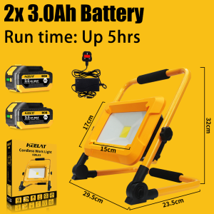 KEELAT Cordless Foldable Portable LED Battery Work Light Rechargeable Floodlight for Camping Outdoor Tent Emergency Home