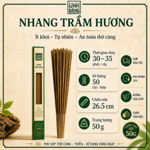 [MUA 2 TẶNG 1] Hộp Nhang Trầm Hương Tự Nhiên 26.5cm Hộp 150g – Không Hương Liệu Thờ Cúng