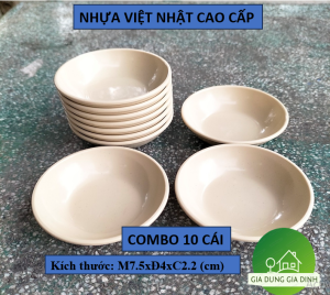 COMBO 10 Chén đựng nước chấm Việt Nhật Cao Cấp Tròn Nâu 1222 2