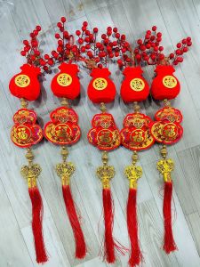 Dây túi tiền hút Tài Lộc chất nhung treo trang trí Tết derco nhà treo cửa Tết 2026 - SP0466