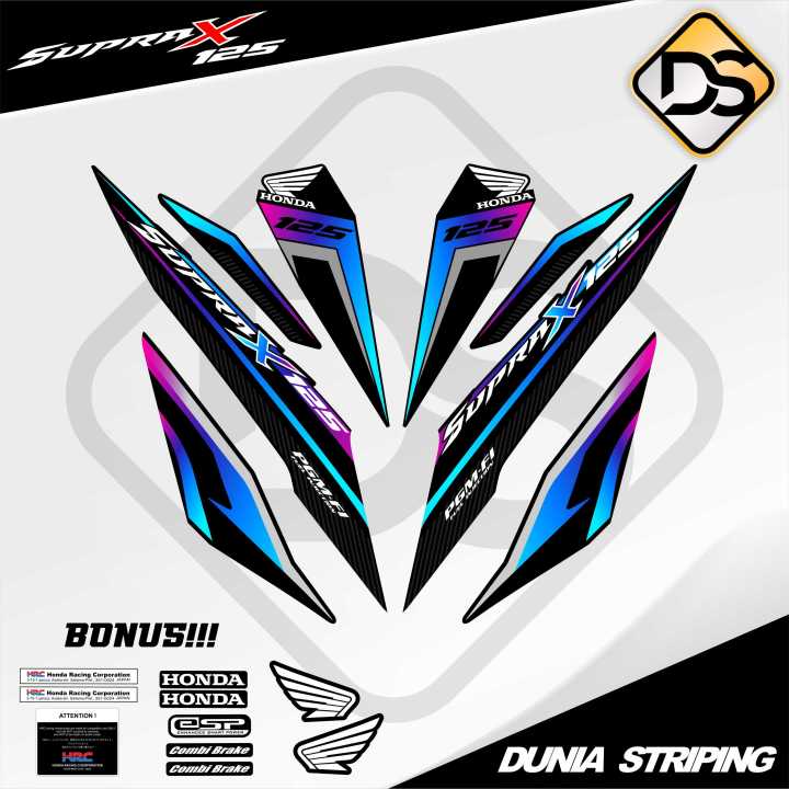 STRIPING STICKER STOCKE DECAL VARIASI HONDA SUPRA X 125 CARBU