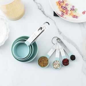 8PCS Baking Tools Measuring Set Stainless Steel Plastic Measuring Cups Kitchen Measuring Cup Spoon Kit