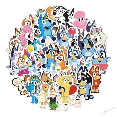 Bluey Bright Film Stickers 50 Sheets - DIY Decoration for Notebook Water Cup Phone
