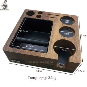 Tamper Base| Giá Đỡ Bằng Gỗ Đỡ Tay Cầm Pha Cà Phê Kèm Hộp Đập Bã | Dụng Cụ Barista