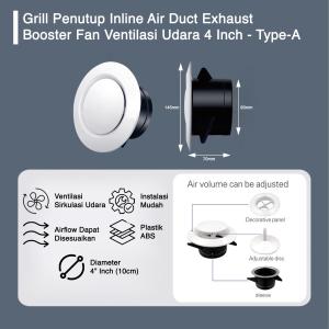 Grill Penutup Inline Air Duct Exhaust Booster Fan Ventilasi Udara 4 In