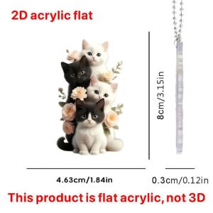 PLLEWY Lightweight Cat Hanging Ornament Acrylic Flat Car Mirror Pendant  Cute Kitten Charm Car Rearview Mirror