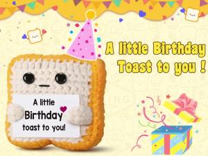 A little Birthday Toast to you - Funny Happy Birthday Gifts for Women Men Mom Dad Sister Best Friend - Unique Birthday Decorations Crochet Toast Gift Card for Her Him Coworker Gifts Ideas