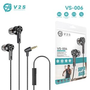 V2S VS-006 Universal 3.5mm Super Bass with Microphone in Earphones Basic Headset