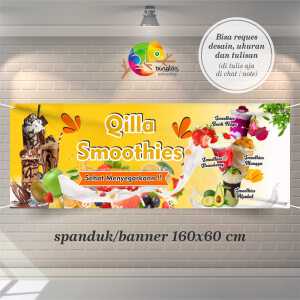 Cetak Spanduk Banner Smoothies Model Kuning Ceria