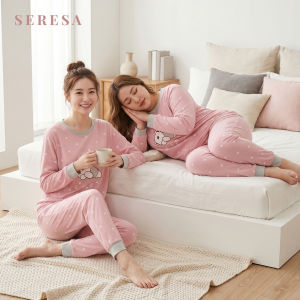 Sleepwear Women Adults Baju Tidur Wanita Soft Cotton Long Sleeve Pyjamas Set Comfortable Homewear