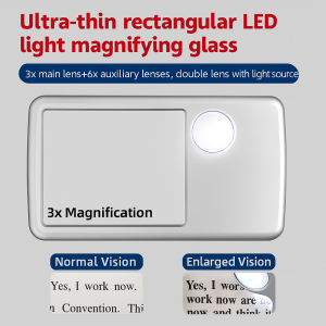 Portable Dual Lens Business Card Magnifier With Acrylic Lenses And Ultra Thin LED Lighting