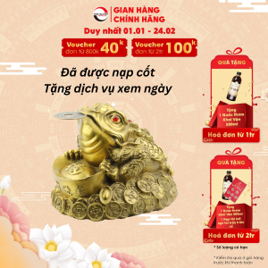 Cóc Thiềm Thừ - Phong Thủy Tam Nguyên - Chiêu tài tăng thu tài lộc hóa sát tiểu nhân - Chất liệu đồng vàng