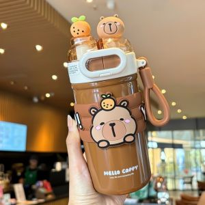 UNMEGONI 520ML Vacuum Cup Insulation Or Cooling Cute Capybara Thermal Water Bottle Durable Thermal Mug Insulated Cup