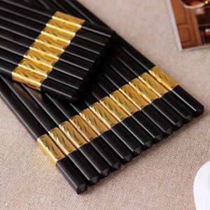 Bộ 10 đôi đũa nhựa khảm hợp kim mạ vàng cao cấp