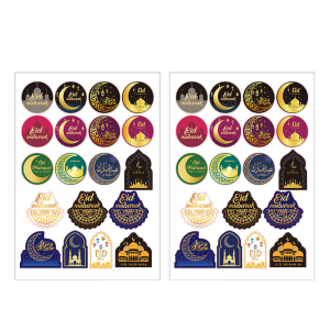 38 Pcs Eid Mubarak Sticker Ramadan Sticker Self-Adhesive Labels Decorative Sticker for Skateboard Water Bottles
