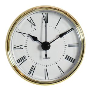 2.76 Inch/ 70 mm Clock Insert Round Quartz Clock Fit-up Movement Miniature Clock White Dial Golden Bezel Arabic Numerals