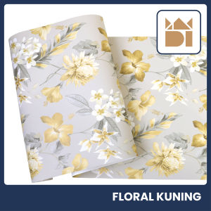 Adipatidinding - Wallpaper Stiker Dinding Motif Bunga Floral Kuning Ukuran 45 Cm x 8M