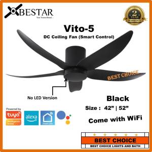 [CDC SG60] Yes-Basic Install-Wifi BESTAR VITO-5 Ceiling Fan DC Motor 24W LED Light Dimmable Google Tuya Smart Life Great Wind Spread 42/52in (5-Blades)