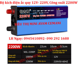 Bộ kích điệ n 12v lên 220V 1200W inverter Xanh