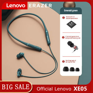 Lenovo XE05 Bluetooth headset wireless neck-mounted headset stereo noise canceling earplugs waterproof sports headset with Mic Hifi for Samsung iPhone Huawei Vivo Oppo Xiaomi