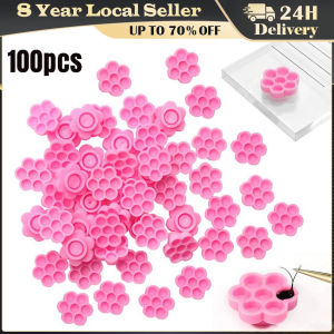 Flower Shape Glue Cup Eyelash Extension Glue Holder Pallet Grafting False Lash for Girls Eyelash Extension Plastic Glue Holder Portable Floral Glue Dish Eyelash Glue Cup Round Holder Easy To Apply