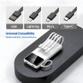 20000mAh Power Bank Fast Charge Portable Powerbank Built In 4 Cables For iPhone Samsung QC PD 22.5W Charge Flashlight. 