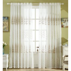 AnneyOneDecor Rèm Cửa Sổ Xuyên Thấu Thêu Phòng Khách Phong Cách Đồng Quê Rèm Vải Lanh Giả Đơn Giản Hiện Đại