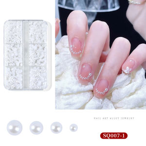 [Ready Stock+COD] Box Nail Studs DIY Manicure Summer Jewelry Accessories Flatback Nails Rhinestones Half Round Pearls