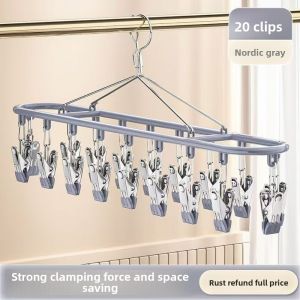 GTRBFDS 20 Clip Capacity​​ Clothes Drying Rack ​​Unmarked Design​​ ​​Stainless Steel Sock Rack​​ ​ Clothes Organizer​​ Underwear Clips Balcony Drying​​