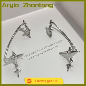 Aryio 1Pair Fashion Color Star Clip Ear Cuff Earrings for Women Zircon No Trendy Ear Clip Gothic Irregular Earcuff Earring Jewelry
