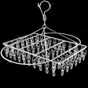 62 Clips Drying Rack Stainless Steel Socks Underwear Multiple Clips Hanger Laundry Washing Towel Air Dryer Racks Pegs 40pcs 30pcs Hanging Rack