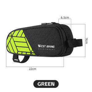 WEST BIKING Bike Frame Bag 1.2L Front MTB Road Folding Tube Bag Rainproof Reflective Bicycle Bag Bike Accessories