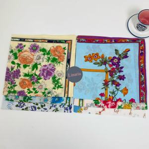 Linaria (6/12 pack) Elegant Womens Handkerchief Portable Square Printed Cotton Pocket Square Scarf Floral Pattern Pure Cotton Soft Comfortable Sweat-Absorbing 43x43CM