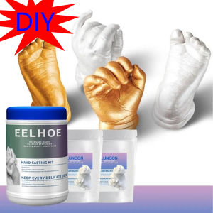 [ฟรีริบบิ้นแสง] DIY คู่มือแม่พิมพ์ชุด 3D มือแม่พิมพ์ยิปซั่มเด็กชุดแม่พิมพ์มือและเท้าพิมพ์ทารกของที่ระลึกแต่งงานของขวัญคริสต์มาส