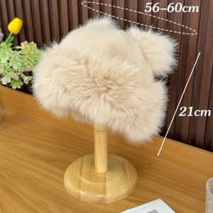 Cute Versatile Winter Thick Mongolian Hat Womens Cotton Hat Warm Eye-catching Ear Protection Windproof Plush Bucket Basin Hat