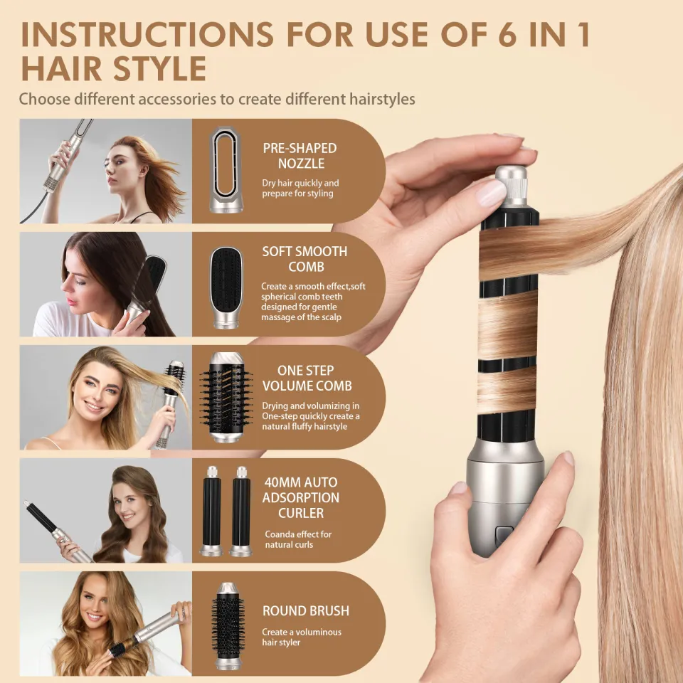 Hair Styler Magic Styler 5-in-1 Autowrap Airstyler ＆ Hair Dryer Brush 110000 RPM - View #12