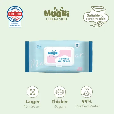 Moori Sensitive Wet Wipes (80s/pack) 99% Water Non Alcohol