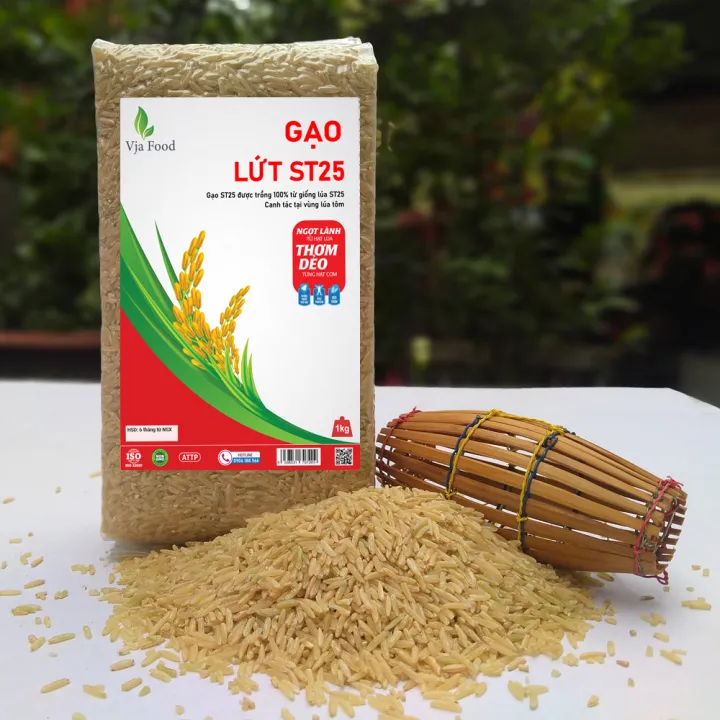 Gạo Lứt ST25 Lúa tôm VJA Túi 1kg thượng hạng - Cam kết 100% gạo tươi sạch, date mới