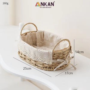 Giỏ Đựng Đồ Ăn Vặt Đồ Nhỏ Gọn Sợi Giấy Thân Thiện Môi Trường Có Quai Lót Vải Hoa Cúc